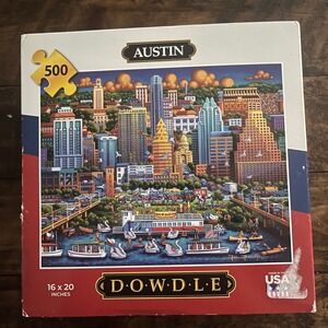 Dowdle Austin Texas Folk Art Jigsaw Puzzle 500 Piece 16x20 Eric Dowdle USA Made